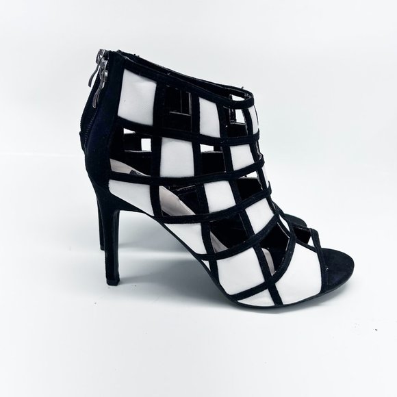 Nyla Checkered Black White Booties - Picture 2 of 5